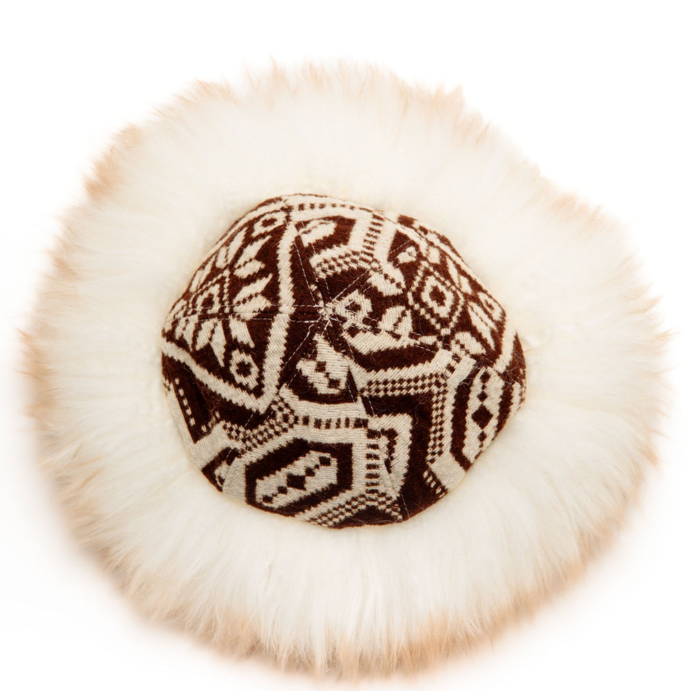 Brown Snowflake Shearling Hat