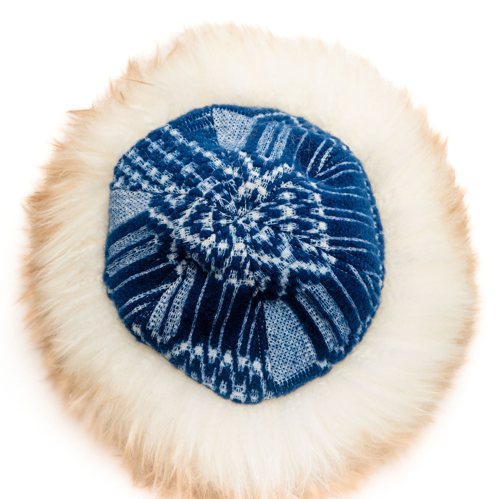 
                  
                    Blue Coverlet Shearling Hat
                  
                