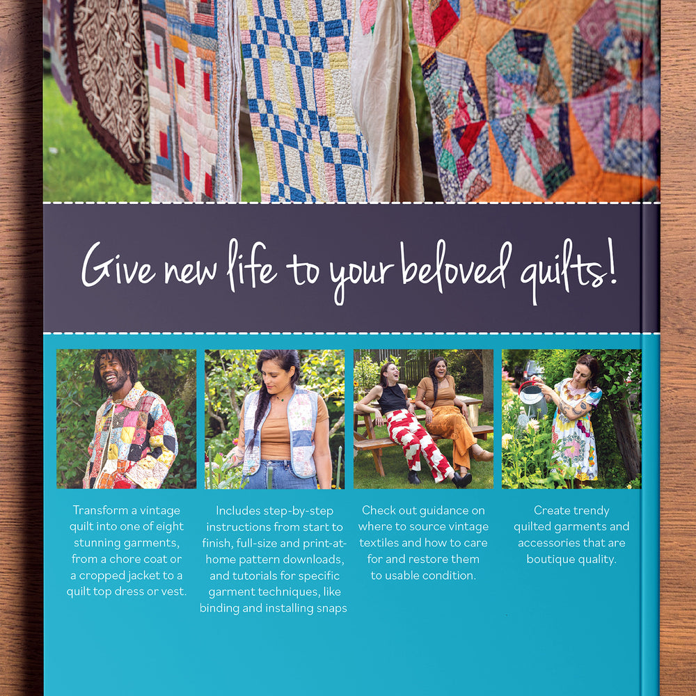 
                      
                        Back Cover of Reclaimed Quilts, Sew Modern Clothing & Accessories From Vintage Textiles Book Written By Kathleen McVeigh and Dale Donaldson
                      
                    