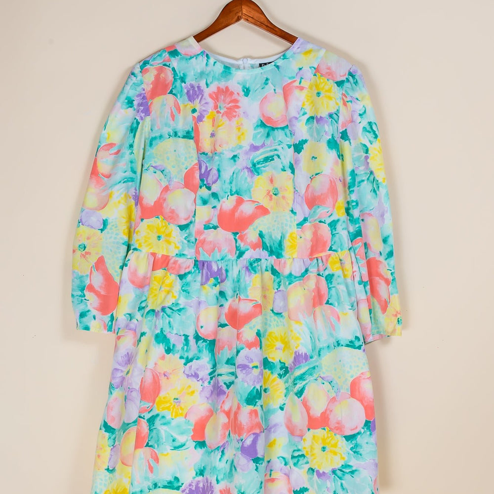 Pastel Fruit Tablecloth Dress (XL) - Kitty Badhands - Dresses - Dress - fun fall dresses - Tablecloth Dress
